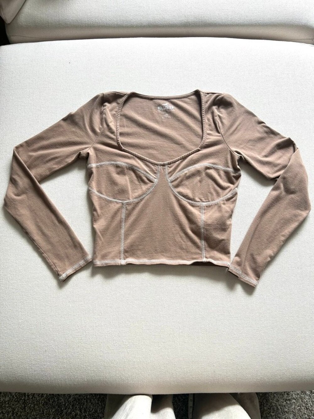 Hollister Brown Long Sleeve Baby Tee Top